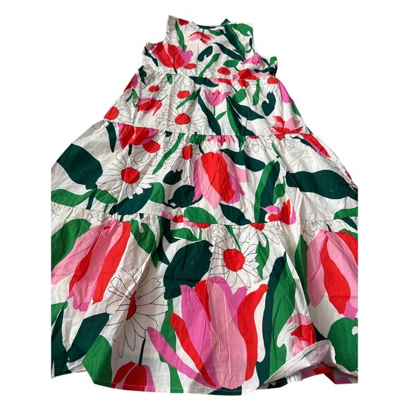 Flora Bea NYC‎ Reeta Honolulu Poplin Colorful Floral Tiered Dress Size Small - Picture 11 of 11